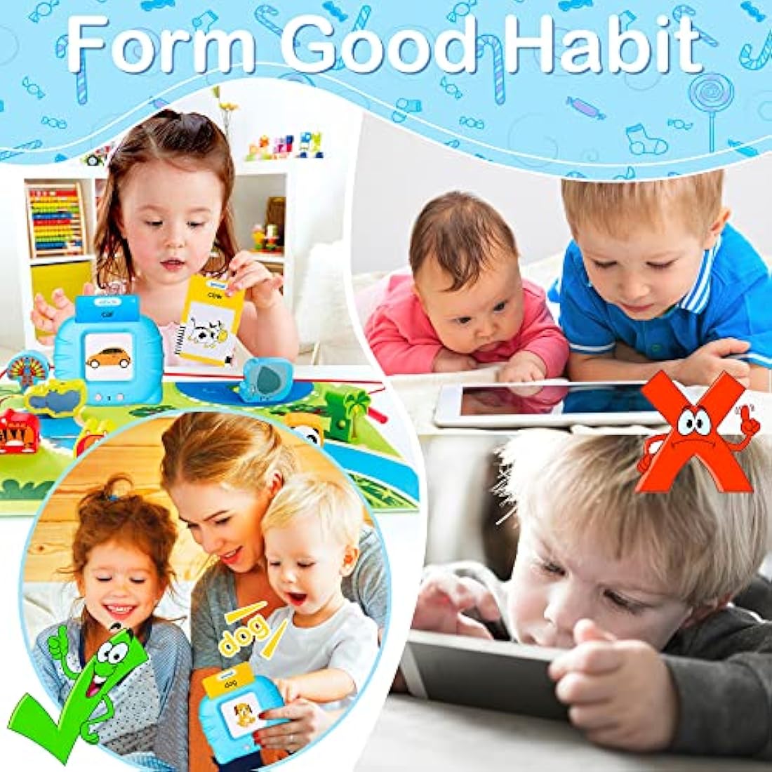 Talking Flash Cards Early Educational Toys for 3 4 5 6 Year Old Baby Boys Girls, Preschool Learning Reading Machine with 224/510 Words, Montessori Interactive Gift for Kids Toddlers