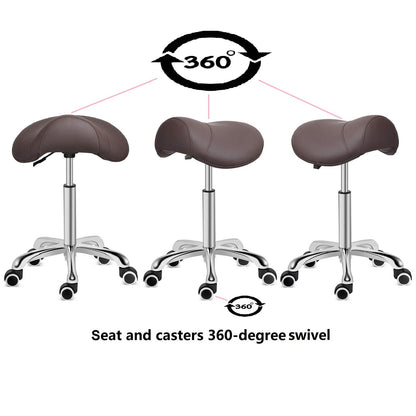 Kaleurrier Saddle Stool Rolling Swivel Height Adjustable with Wheels,Heavy Duty Anti-Fatigue Stool,Ergonomic Stool Chair for