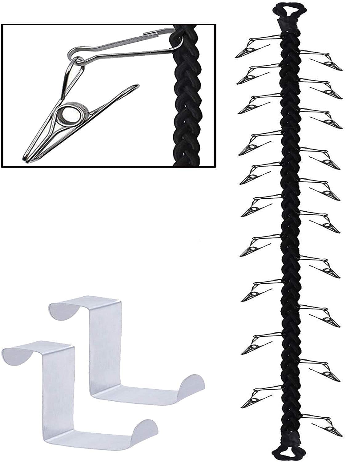 Over Door Hanging Storage Chain with 20 Stainless Steel Clips, Toy Storage Chain Multipurpose Baseball Cap Organizer Hat Holder for Your Toys