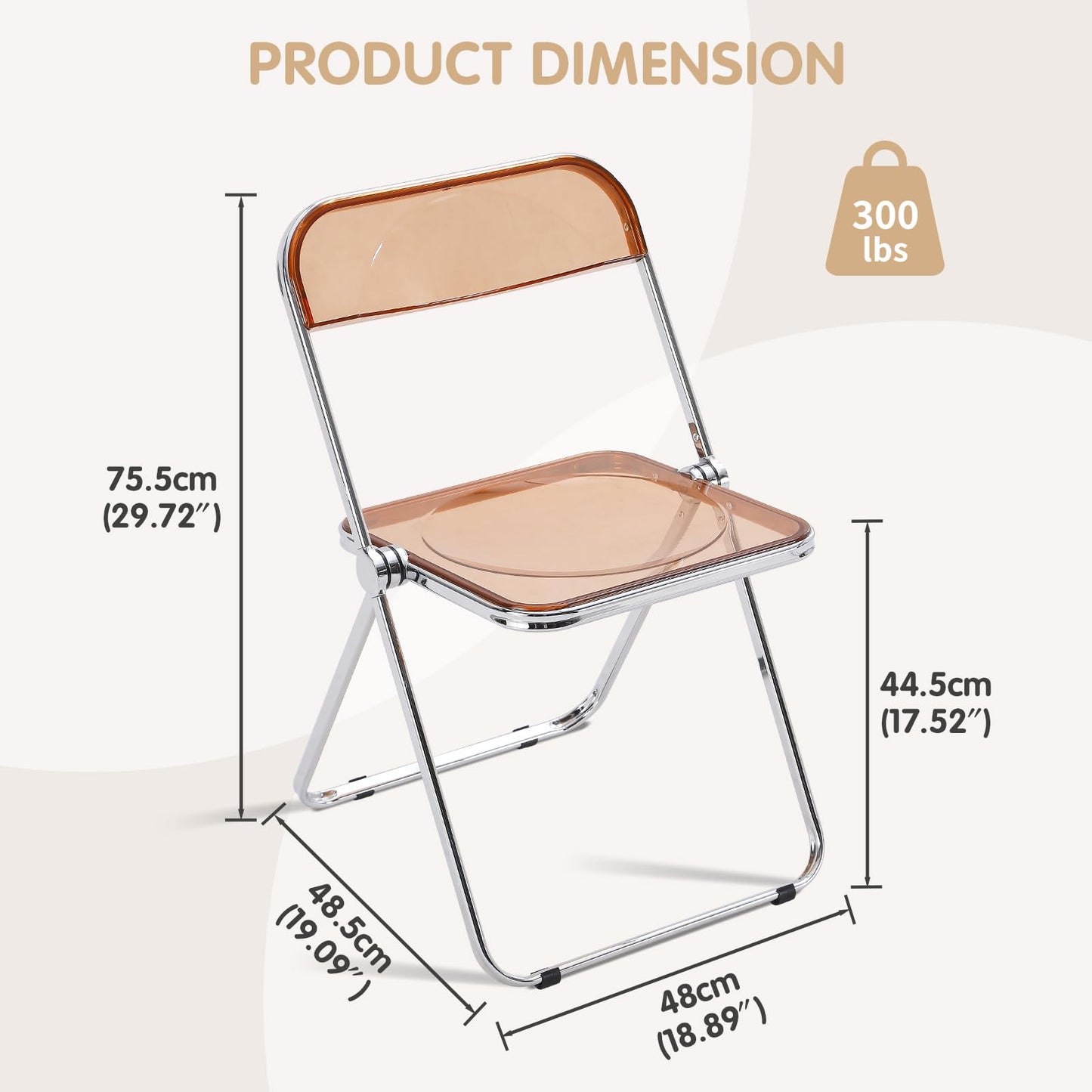 TAO ONE Acrylic Folding Chair Clear Morden Chrome Chair-Tawny