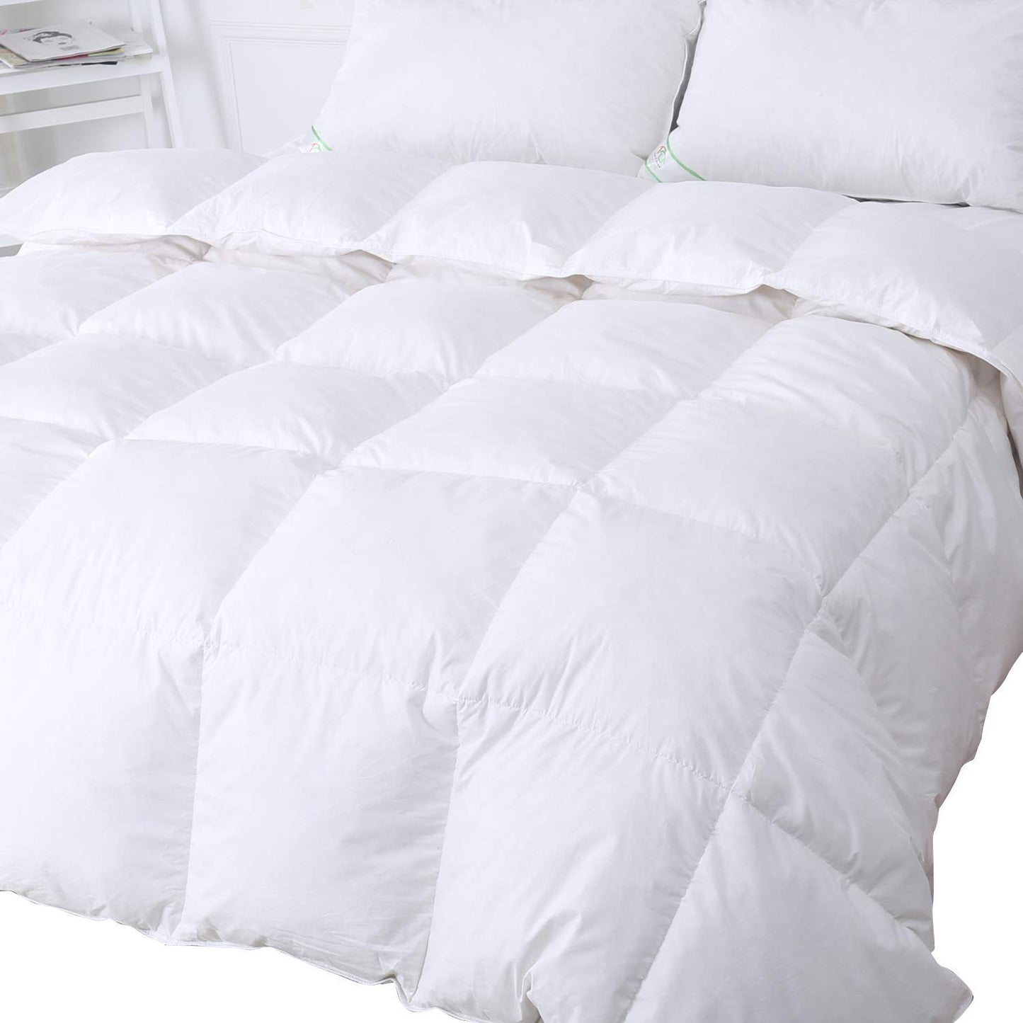 King Size 13.5 Tog - 50% White Goose Feather & 50% Down Duvet - 300T 100% Cotton Anti Dust Mite & Down Proof Fabric - Anti Allergen - Luxury Winter