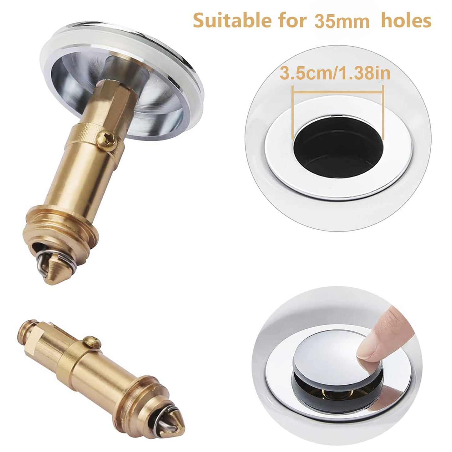 Ideal Swan 35mm Pop Up Sink Plug Replacement, Universal Basin Sink Plugs