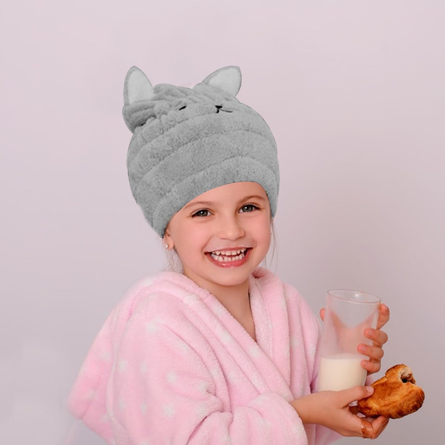 2Pcs Hair Drying Towels Microfibre Hair Towel Hat Super Absorbent Bath Cap with Cute Cat Rabbit Ear Dry Hair Cap Coral Fleece Hair Towel for Women