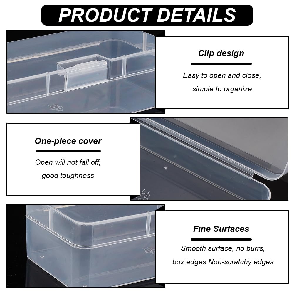BENECREAT Rectangle Plastic Container Box, 4 Packs, 16.5x7.5x4.7cm