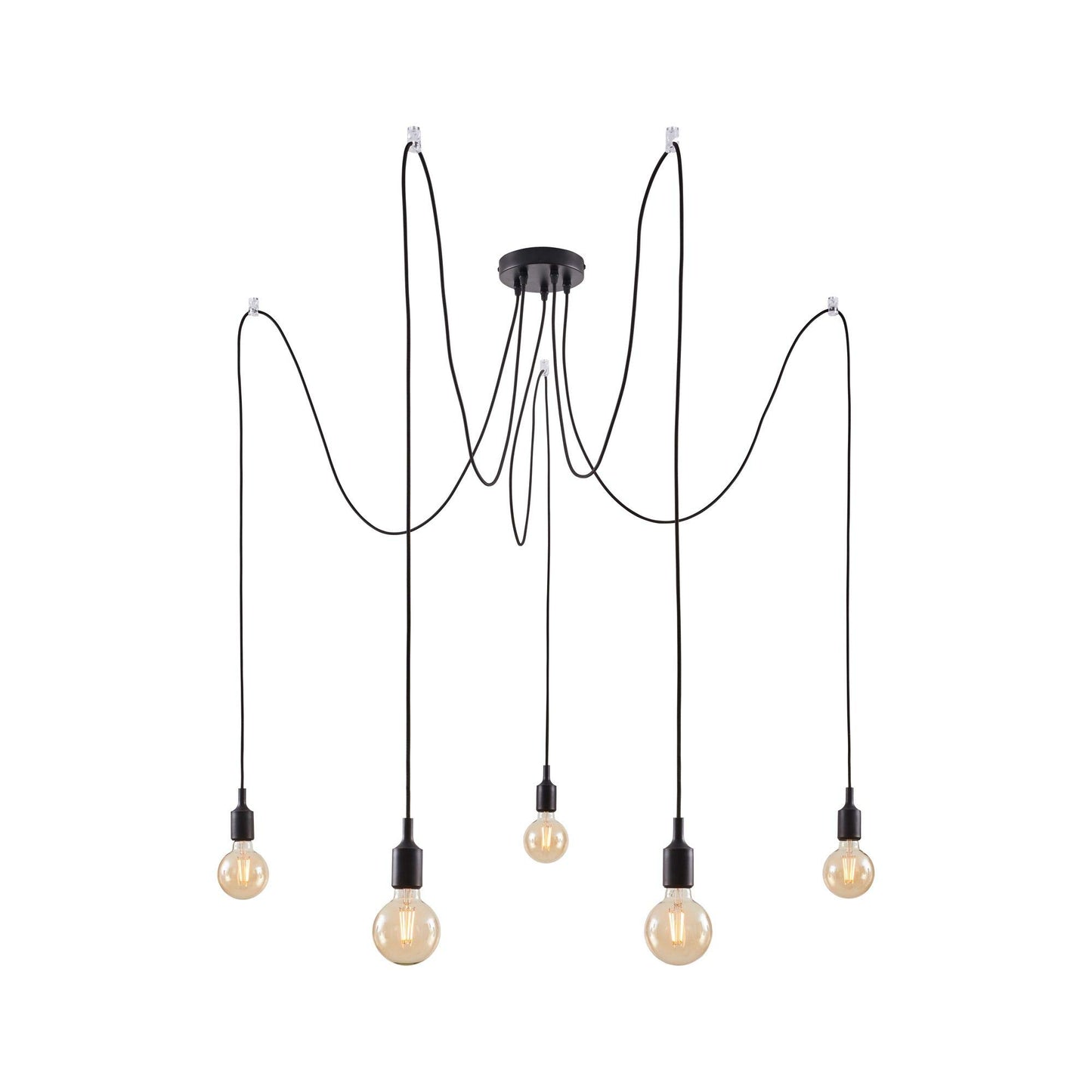 Paulmann 50389 Ketil Neordic Pendant luminaire 5-lamp Sputnik max. 5x20 watts Pendant lamp Black Ceiling lamp Silicone, Metal Pendant luminaire E27