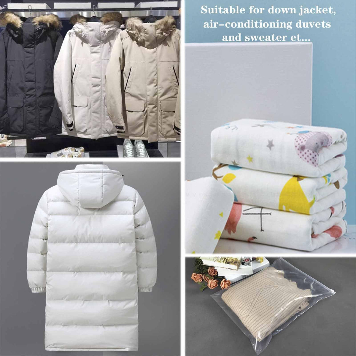 QISF 50 x 60cm Reusable Ziplock Bags for Clothes，30 Pack Large Plastic Hospital Bags，Travel Clothes Storage Bags，Clear Seal Bag Waterproof Luggage