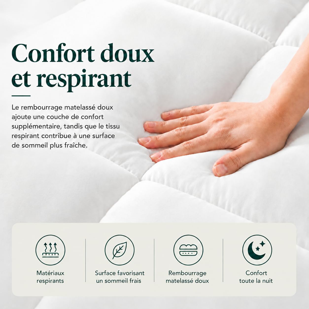 Zinus Mattress Topper, Polyester, White, 90 x 190 cm