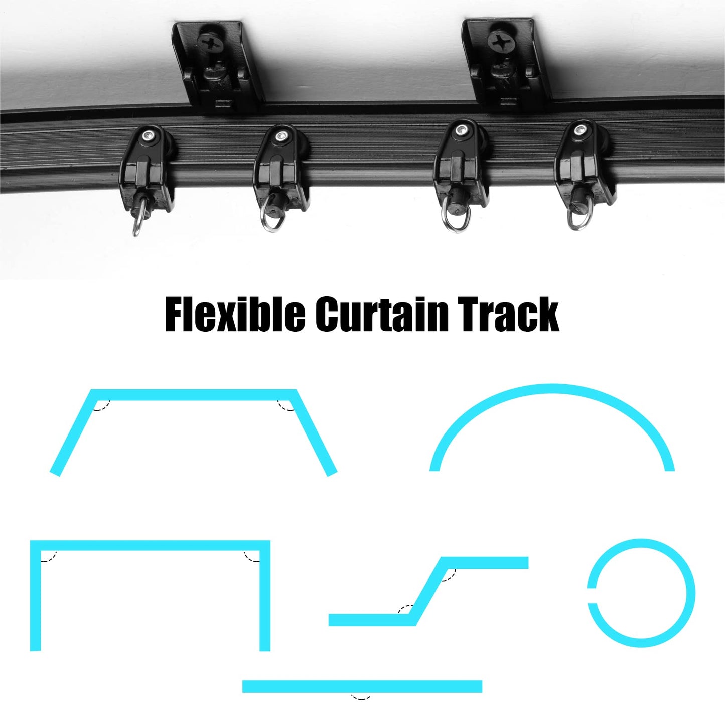 Flexible Bendable Ceiling Curved Curtain Track Mount Windows Shower Curved Track for Curtain Rail with Track Curtain System RV Curtain Track Bed