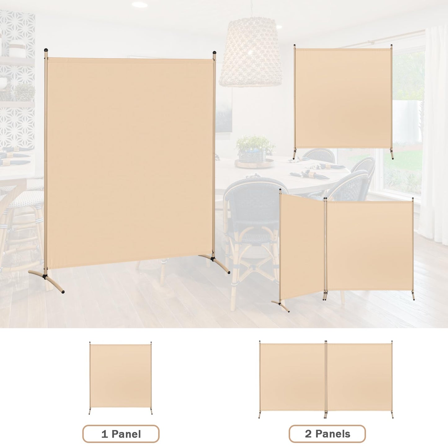 Angel Living 1 Panel Room Divider, Light Beige
