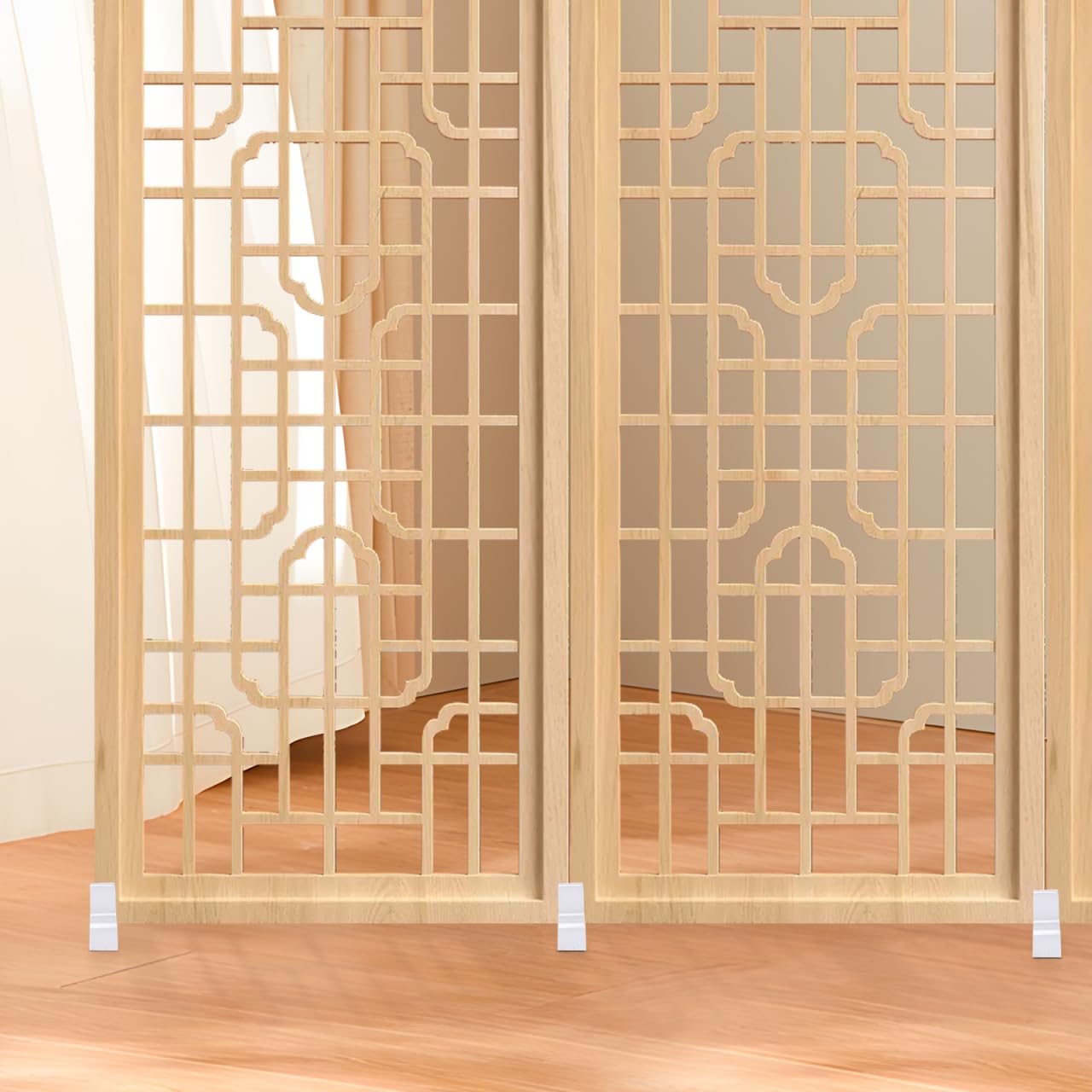 DECHOUS Room Divider Stand Feet Wooden Divider Base for Folding Screen Panels 2 Pcs Screen Feet Support Smooth Surface Stable Support for Home Office