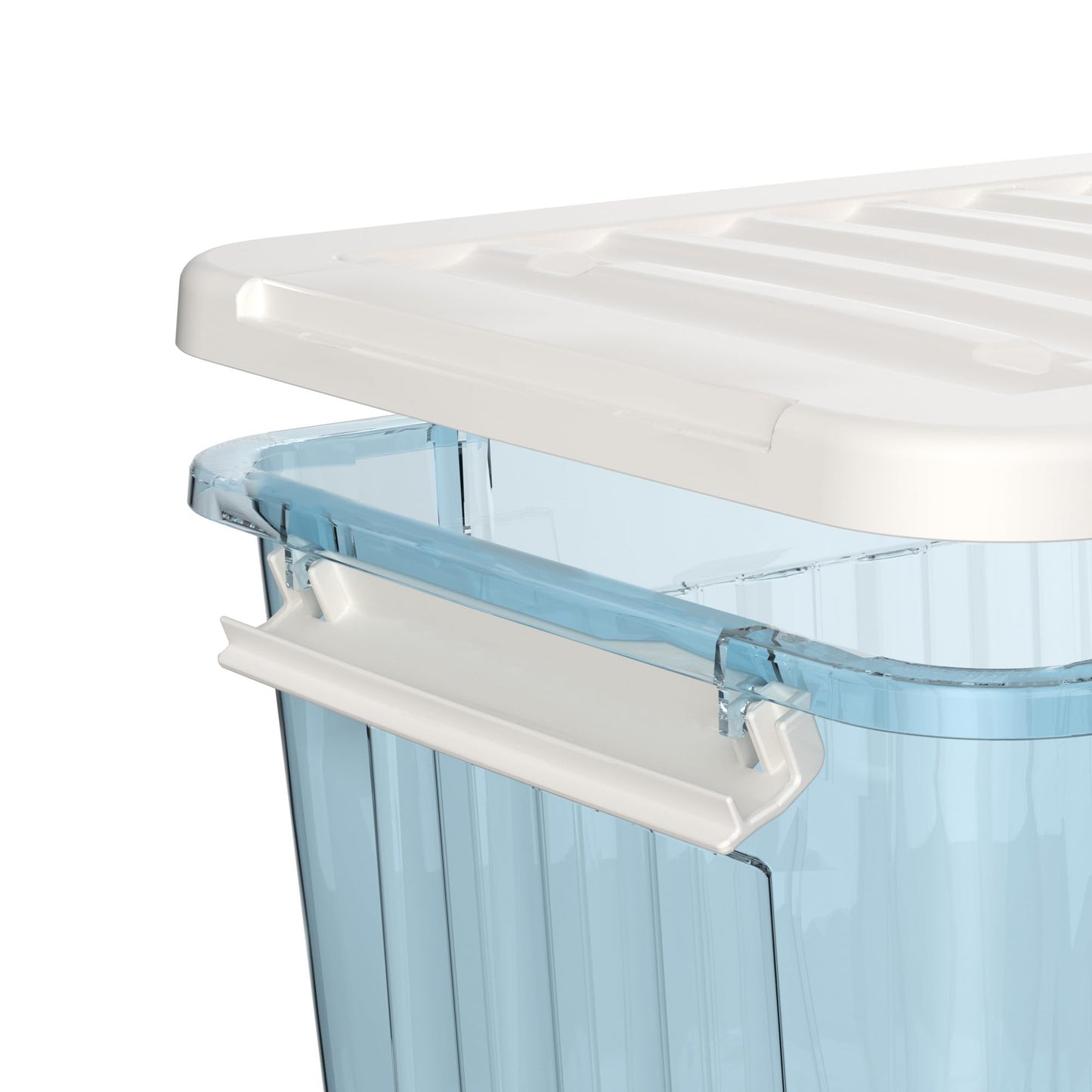Cetomo 35L*3 Plastic Storage Boxes with Wheels, Lidded Storage Box with Secure Side Latches, PP Nestable and Stackable Clear Organizer for Home