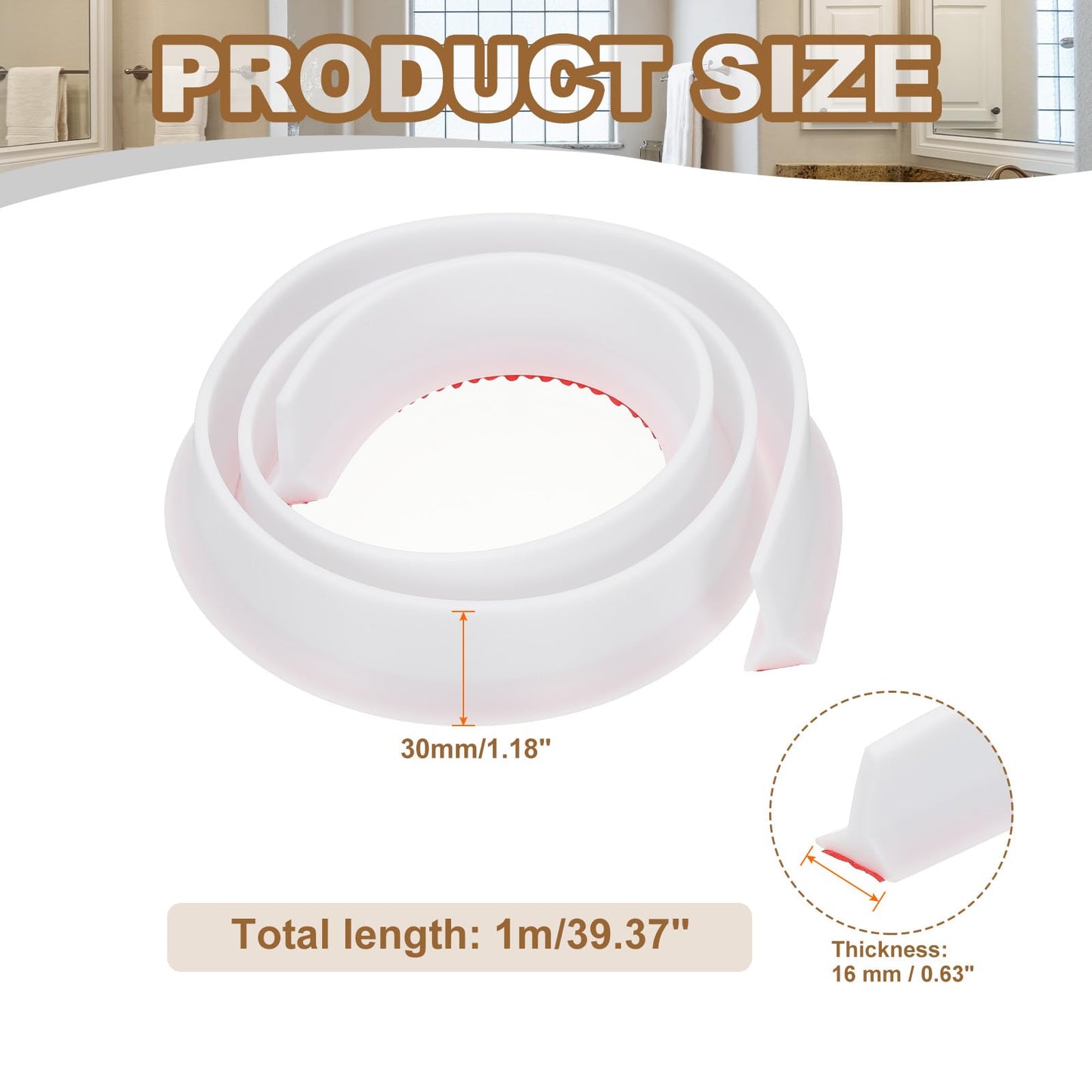 PATIKIL 39 Inch Collapsible Shower Threshold Water Dam Guard, Shower Stopper Barrier Self Adhesive Sink Splash Guards for Frameless Shower Door