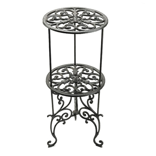 Sungmor Heavy Duty Cast Iron Potted Plant Stand,26-Inch 2 Tiers Metal Planter Rack,Decorative Flower Pot Holder,Vintage & Rustic Style Indoor Outdoor