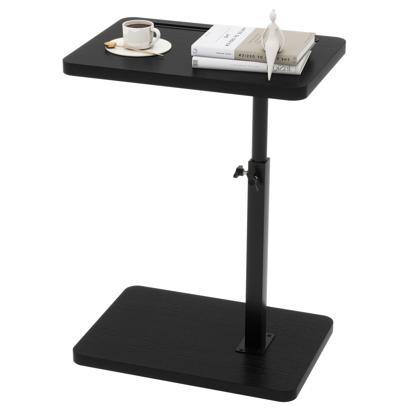 IBUYKE C Shaped Side Table,360° Swivel Height Adjustable,Black TVT003B