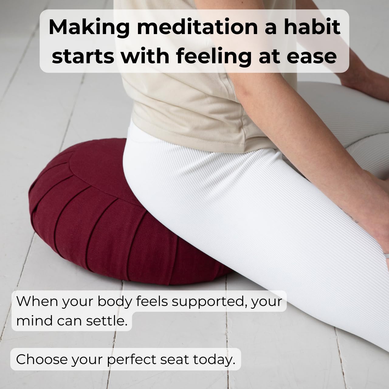 basaho CLASSIC Zafu Meditation Cushion | Organic Cotton | Buckwheat Hulls | Removable Washable Cover (Stone)
