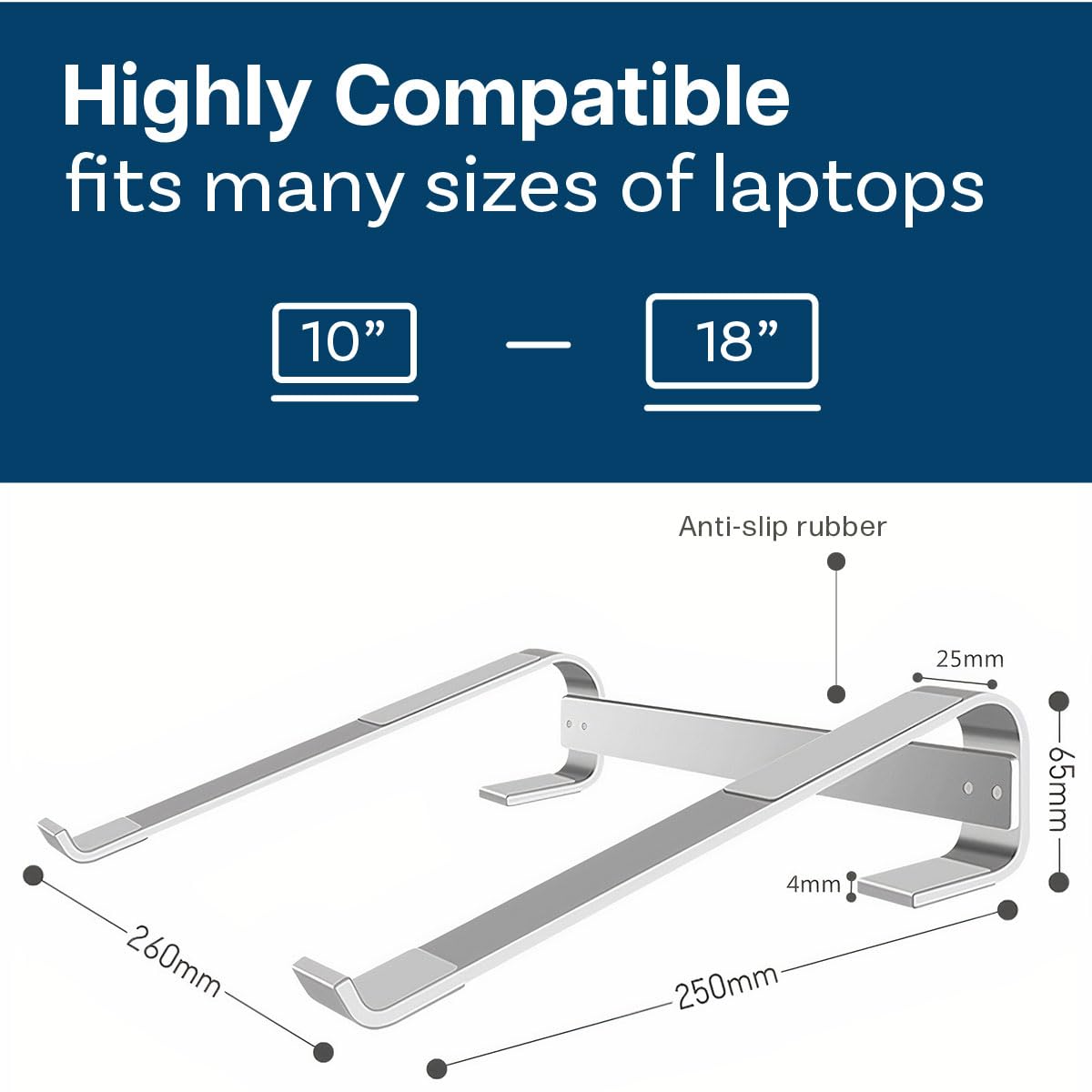 MMOBIEL Laptop Stand - Riser 10 to 18 inches - Ventilated Laptop Holder Universal - Stand for Desk Compatible with MacBook, Notebook, ASUS and more
