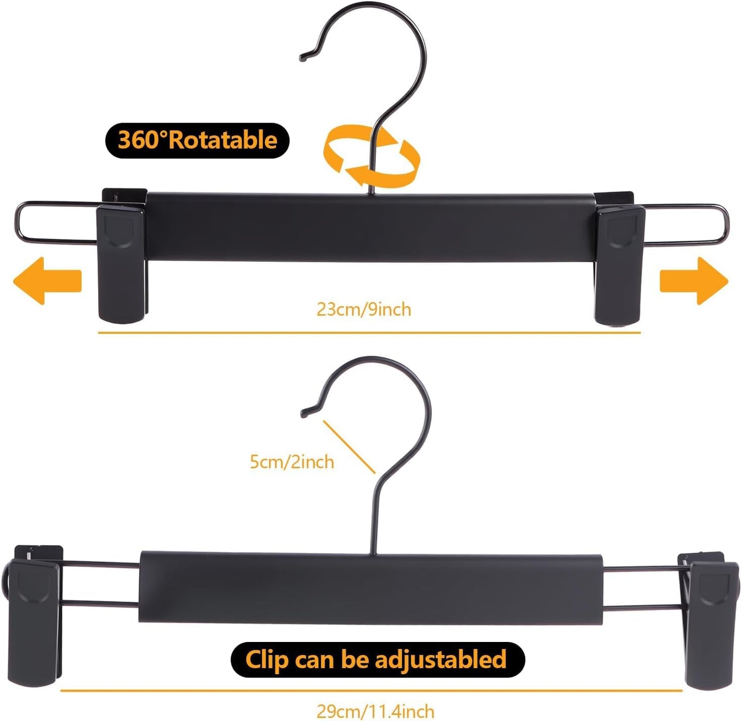Trouser Hanger, 30Pack Plastic Pant Hangers Space Saving Skirt Hangers with Clips Adjustable Non-Slip Coat Suit Metal Heavy Duty Chrome Clothes