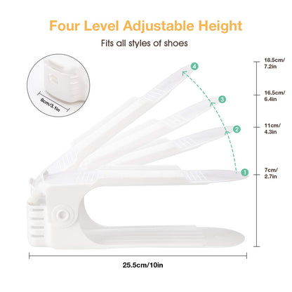 Neprock Shoe Slots Organizer, Adjustable Shoe Rack Stacker Storage Space Saver, Double Deck Shoe Rack Holder for Closet Organization 20-Pack, White