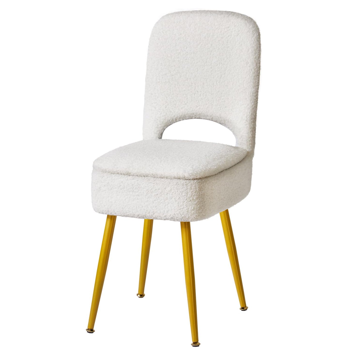 IBUYKE Storage Vanity Stool Chair with Folding Backrest, White WBD027W