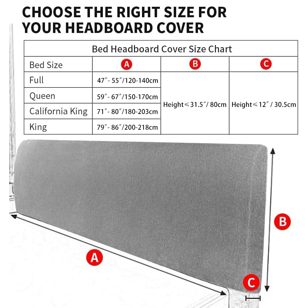 DUJUIKE Headboard Slipcover for Queen Bed, Stretch Bed Headboard Cover, Dustproof Protector Cover for Linen Tufted Upholstered