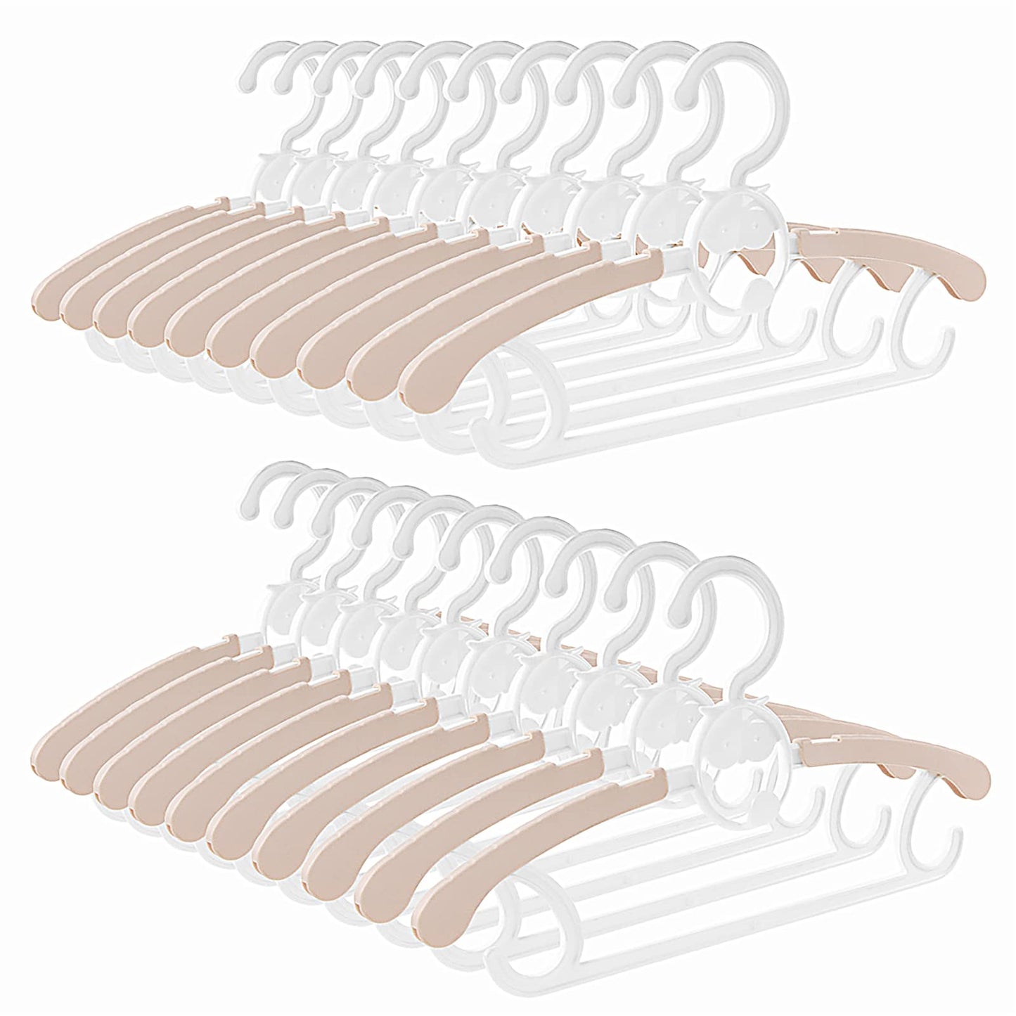 Spesh 20 Pcs Kids Coat Hangers 29.5-39cm Baby Clothes Hangers Extendable Nursery Childrens Clothes-hangers with Stackable Hooks for Babies
