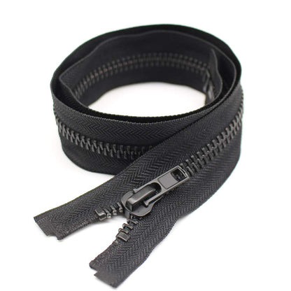 YaHoGa 38 cm #10 Large Zip Metal Zip Separable Zip for Coat, Jacket Black