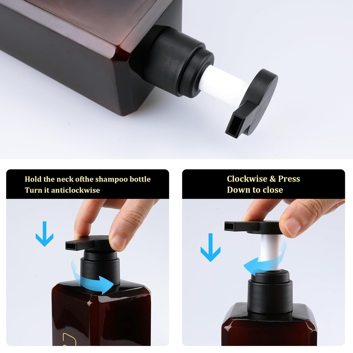 Hokretme Shampoo and Conditioner Dispenser 550ml 3 Pack Shower Soap Bottles Refillable Shampoo Pump Bottle Dispenser Plastic Empty Body Wash