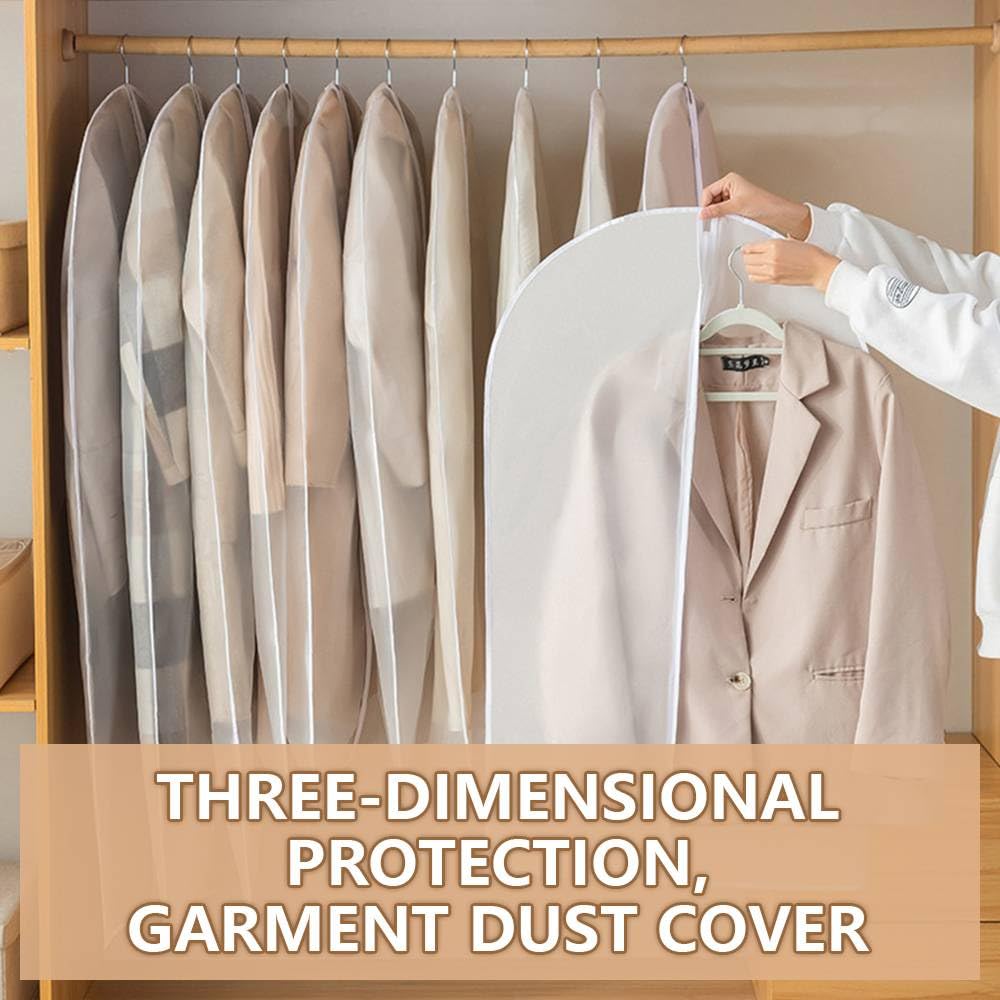 5PCS Garment Bags, 60 x 100 cm (24 x 40 inch) Dustproof Garment Covers