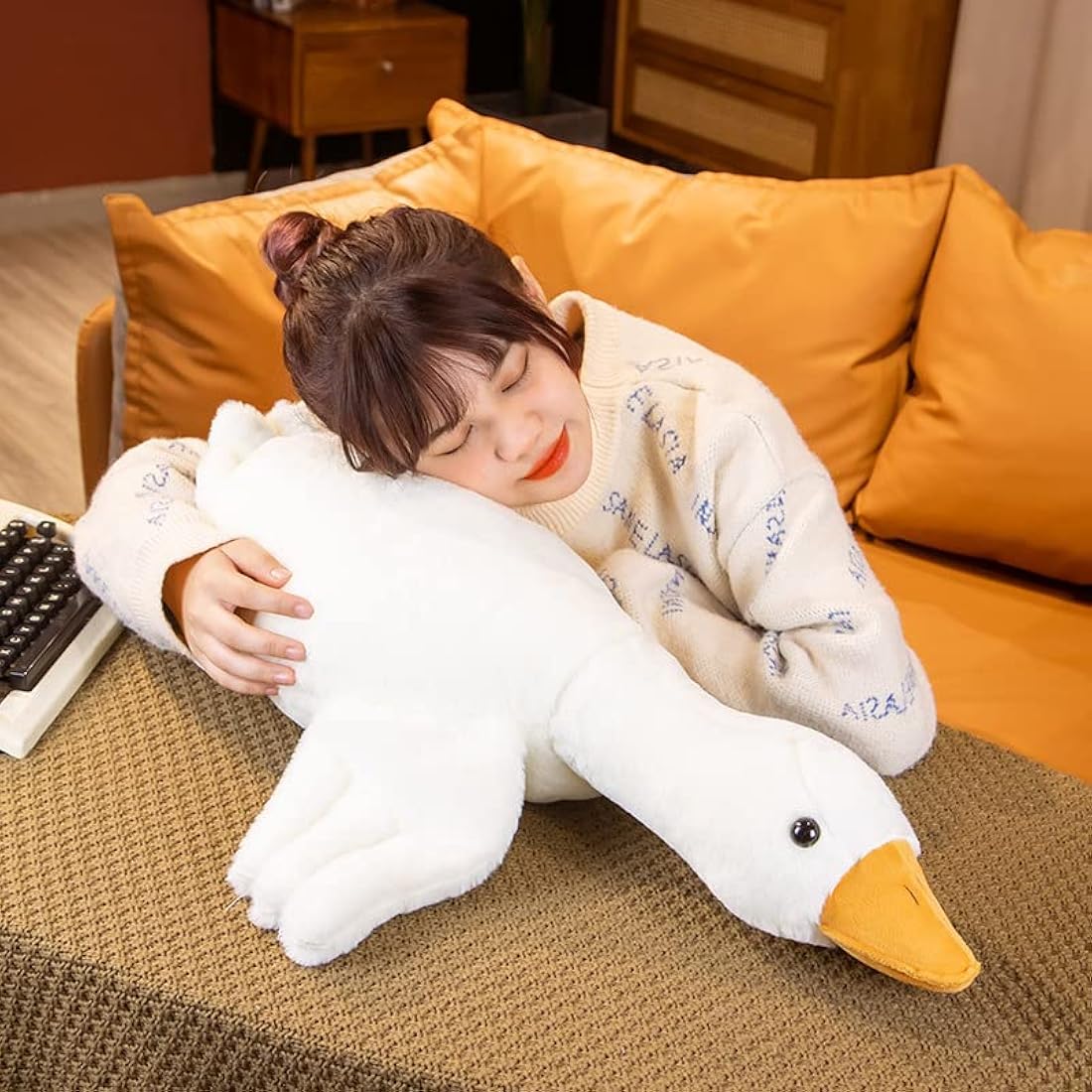 50-160CM Huge Goose Plush Toys Big Duck Doll Soft Stuffed Animal Sleeping Pillow Cushion for Kids and Girls (160CM)