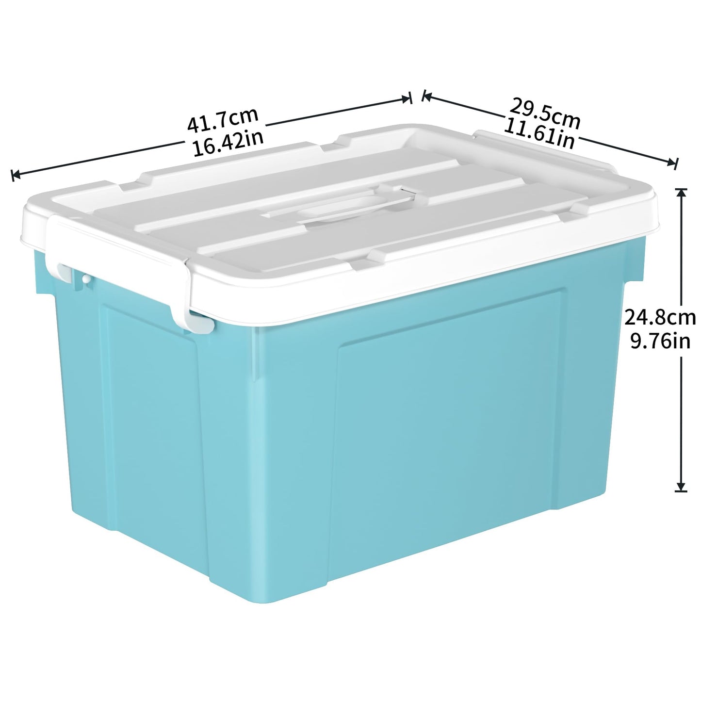 Cetomo 20L*4 Storage Boxes, Carry Plastic Storage Box with Lids, Organizing Container with Handle and Secure Latching Buckles, Stackable, Nestable
