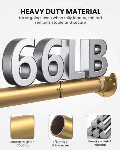 Wardrobe Rail, 43 to 135 CM Stepless Adjustable Metal Rails To Hanging Clothes, 3.3 CM Heavy Duty Wardrobe Rails and Fittings for Closet Wardrobes