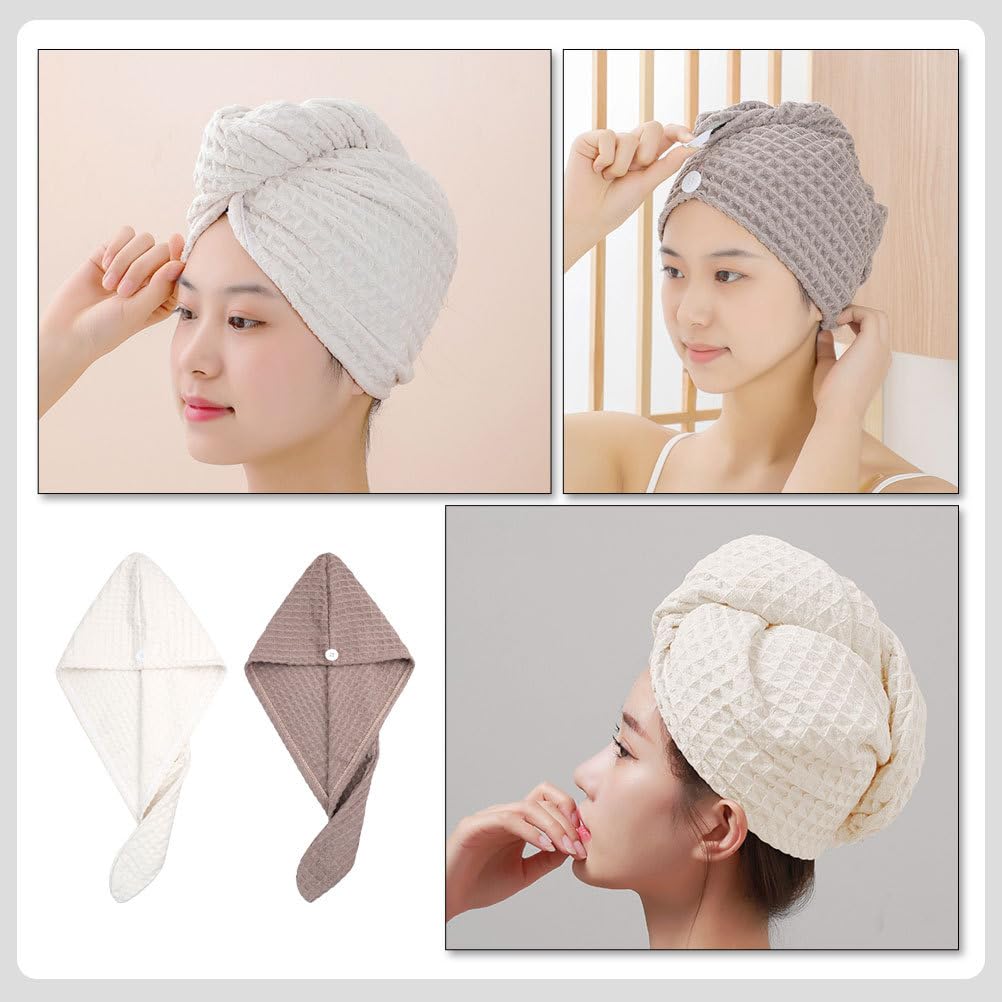Beavorty 2 pcs Water Absorbent Hair Caps Hair Drying Wraps for Quick Drying Supple Shower Hat for Long Short Curly Straight Permed or Dyed Reduces