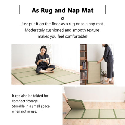 EMOOR Japanese Tatami Mat Single Natural Rush Grass Undyed, Foldable Igusa Mattress Floor Sleeping Japanese Futon Mattress Meditation Yoga Zen