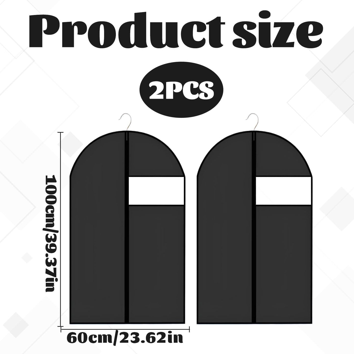 2 Pack Suit Covers for Men with Zipper,Suit Bags for Men,60 * 100 cm Foldable and Dustproof Suits Carriers for Man,Easy to Store,Reusable Clothes