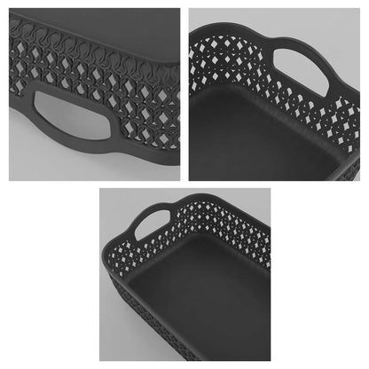 Zerdyne Set of 6 Gray Small Plastic Storage Basket Tray with Handle