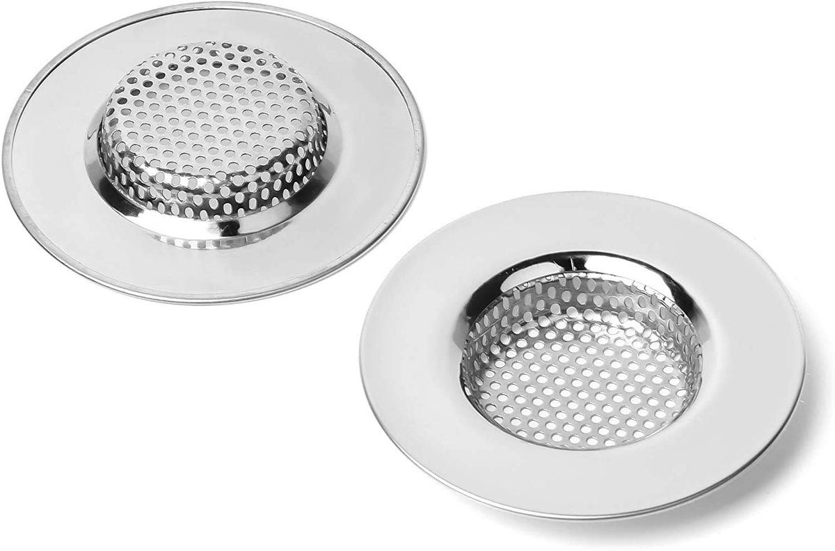 Qinglele 2pcs Kitchen Bathroom Sink Strainer, Stainless Steel Drain Filter, Thicker, Outer Diameter 3 Inch/77mm Small Size