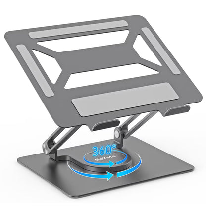 BoYata Laptop Stand for Desk, Adjustable Computer Stand with 360 Rotating Base, Ergonomic Foldable Laptop Riser Holder Compatible with All MacBook
