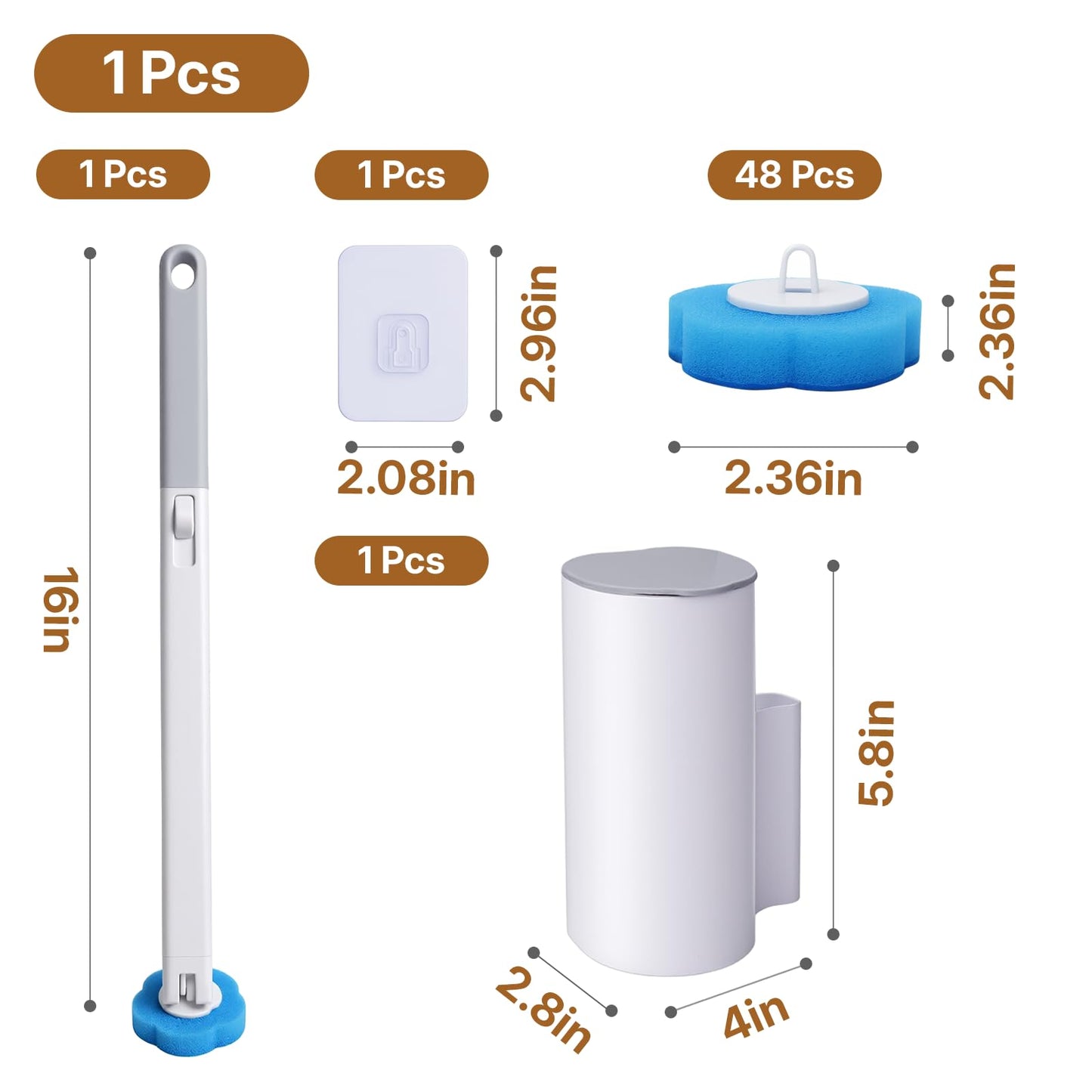 OWLKELA Disposable Toilet Brush with Holders, 48 Refills 1 Pack