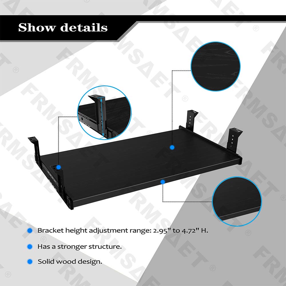 FRMSAET Office Product 20/24/30 inch Keyboard Drawer Tray(24 inch, Black)