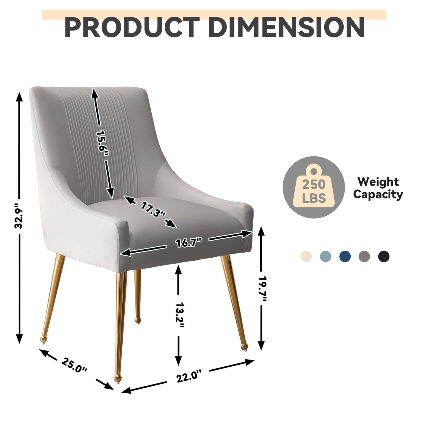 SEYNAR Modern Dining Chairs, Velvet Upholstered Dining Room Chairs with Gold Legs,Tufted Accent Chair Set of 2 for Reception Room Living Room Study