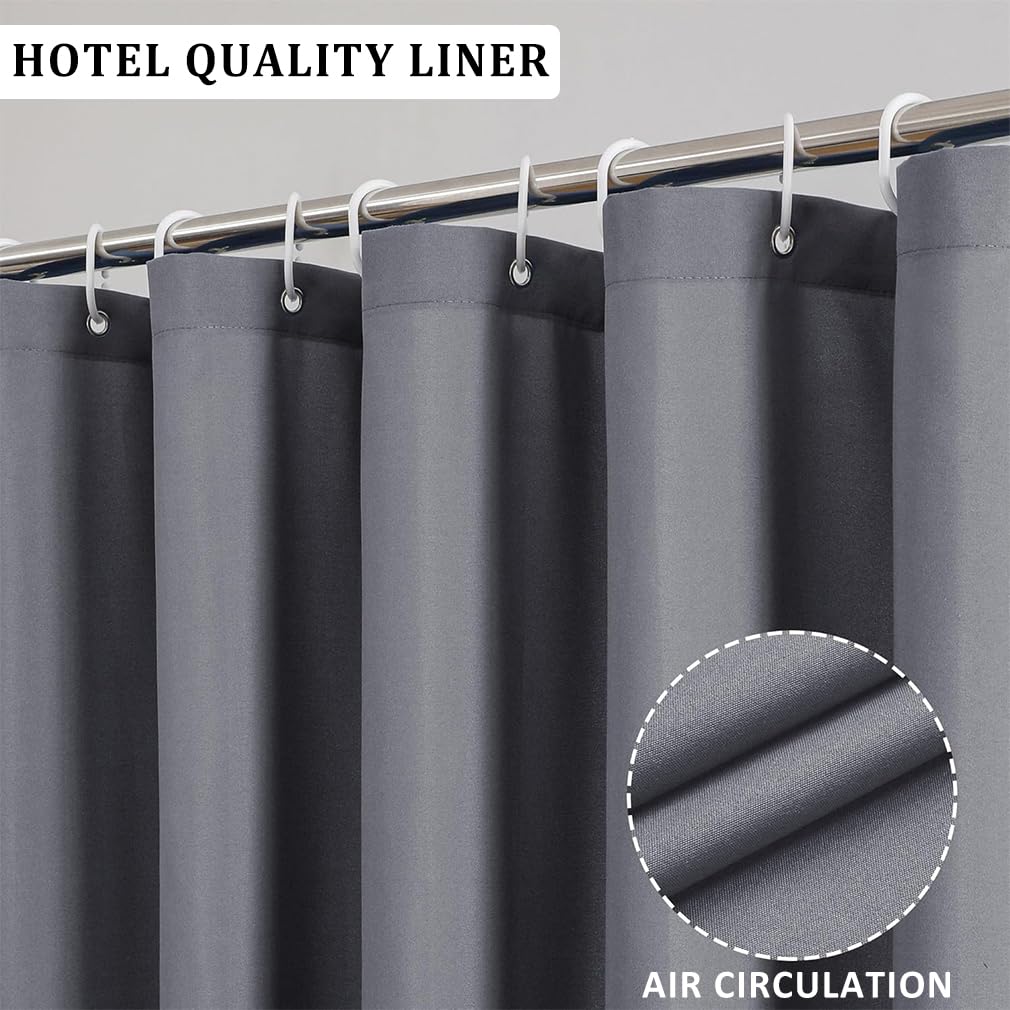 Shower Curtain, Mould Proof Resistant and Waterproof Washable Polyester Fabric with 12 Hooks, Quick Dry, Shower Curtain for Bathroom, Wet Rooms
