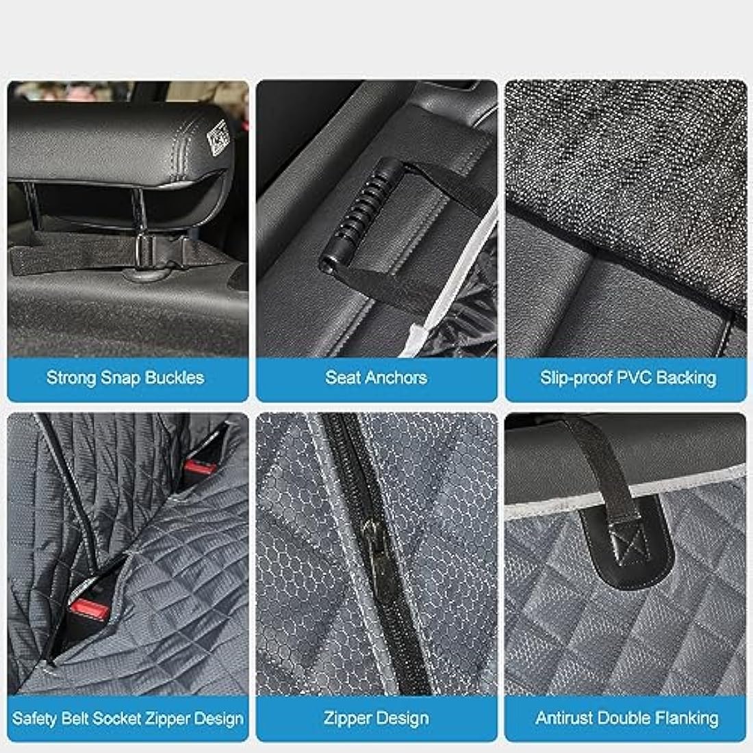 ANOSOSPECIAL Grey Dog Car Seat Cover for Back Seat X-Large,Non-Stick Fur,Pet-Friendly and Waterproof - Universal Fit Interior Protector for Auto, Van, SUV - Ideal for Kids and Pets (X-Large)
