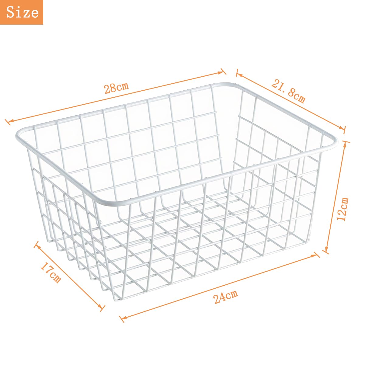LOSYHU 4 Pack White Wire Storage Baskets, Wire Basket for Pantry Organizer Storage, Metal Storage Baskets Small Chest Freezer Baskets for Shelves