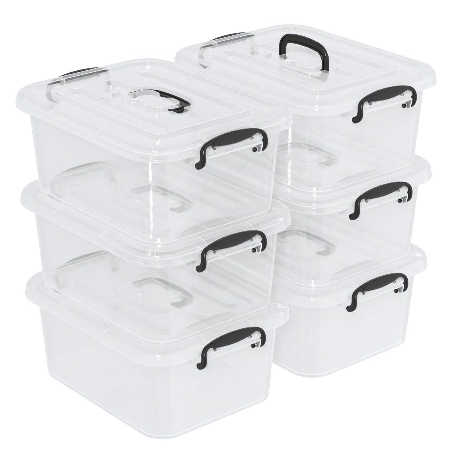 Ikando 6 Packs 8L Storage Boxes with Lids, Stackable Storage Box Clear