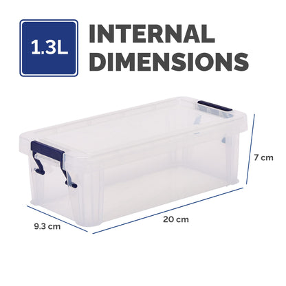 Bankers Box Storage Box 1.3L 10 Pack - BPA-Free, Stackable Plastic Organizer with Clip-Lock Lid