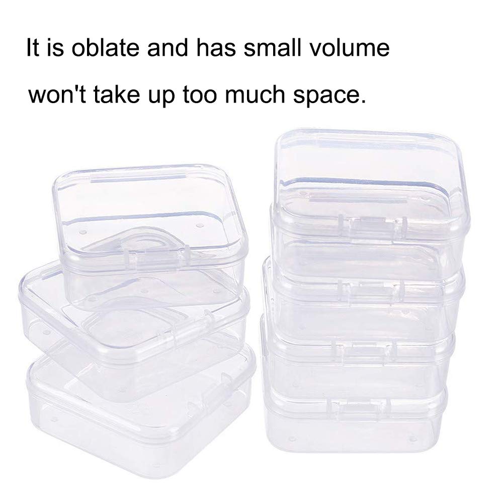 MerrQchang 12Pcs Clear Plastic Beads Storage Containers Box Case with Flip-Up Lids for Items Pills Jewerlry Findings Tiny Bead (2.2×2.2×0.82 Inch)