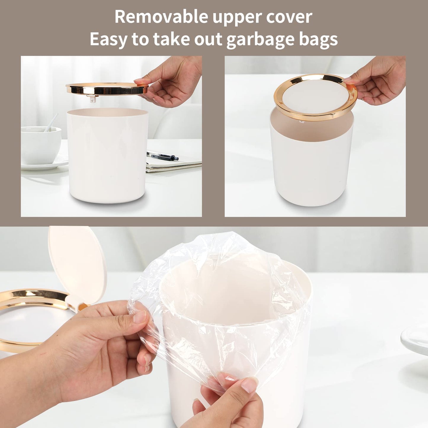 JEEZAO Mini Desktop Bin, Desk Trash Can with Lid