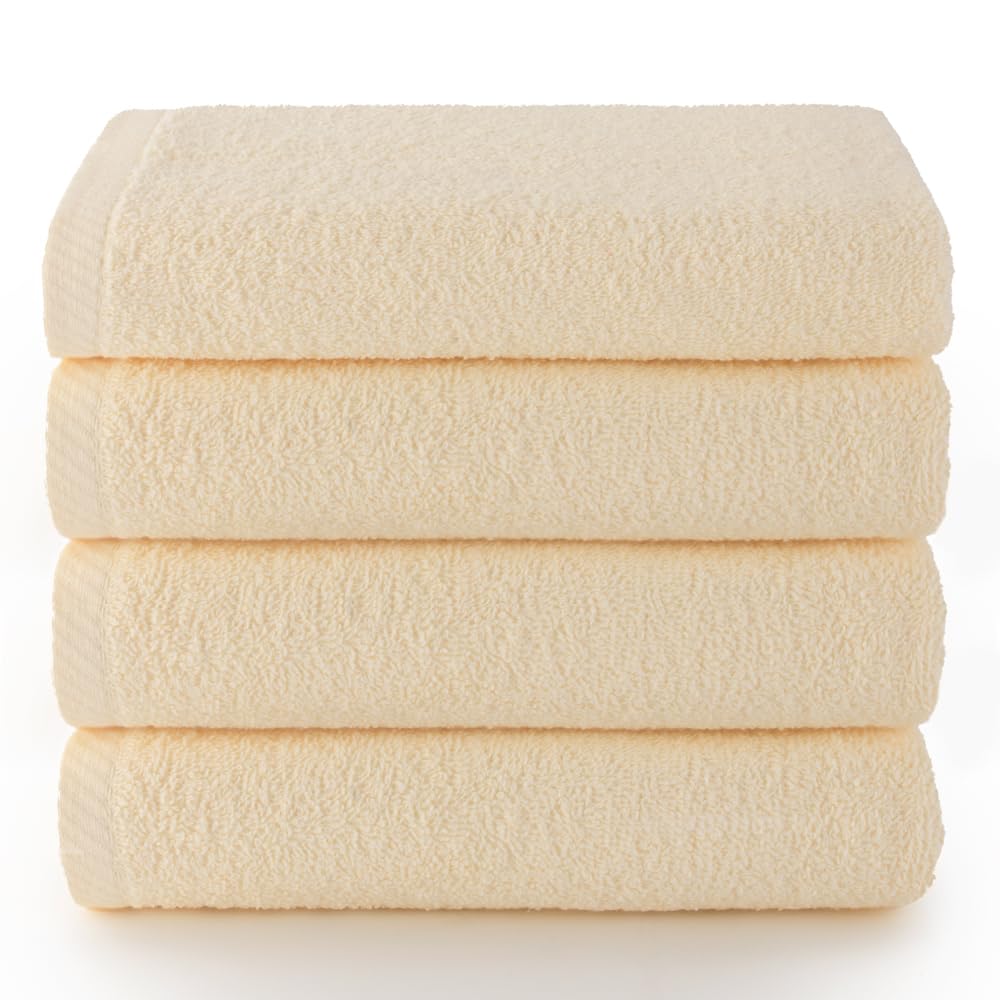 Top Towel - Plus - Bath Towels - 4 Face Towels or Bidet - 30 x 50 cm - 100% Cotton - Natural