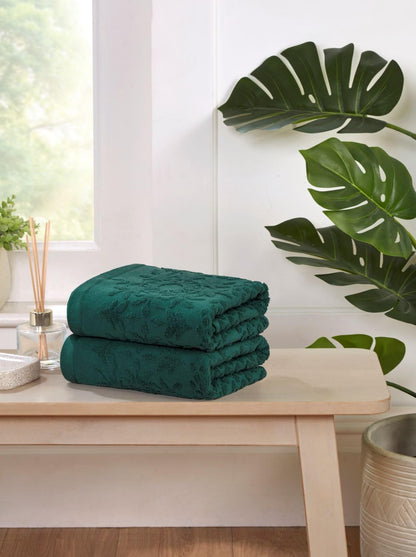 Rapport Home Versailles Jacquard Hand Towels 2 Pack - Jade Green, 50x85cm