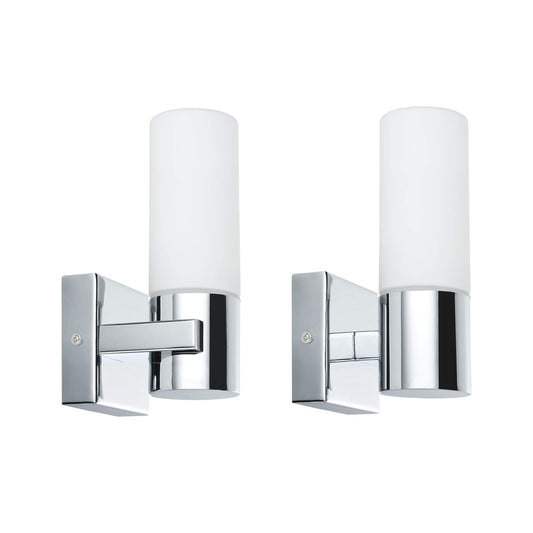 Paulmann 70354 Gemini Wall luminaire Wall Spotlight IP44 Without lamp E14 Base max. 2x20W Hallway Light 2-Pack Wall luminaire Chrome Satin Metal Glass